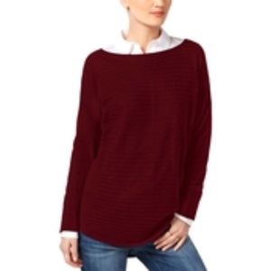 Charter Club Cashmere Rib Shirttail Pullover Top